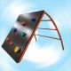 Curved nursery climbing frame with climbing wall