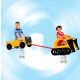 Two-person spring toy with bulldozer trailer