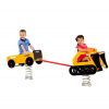 Two-person spring toy with bulldozer trailer