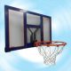 School basketball backboard with ring